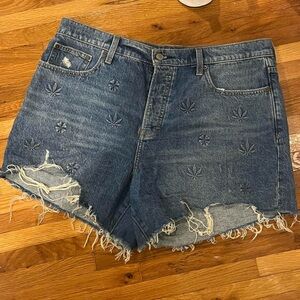 Lucky Brand Blue Distressed “Lucky high-rise” Jean Shorts